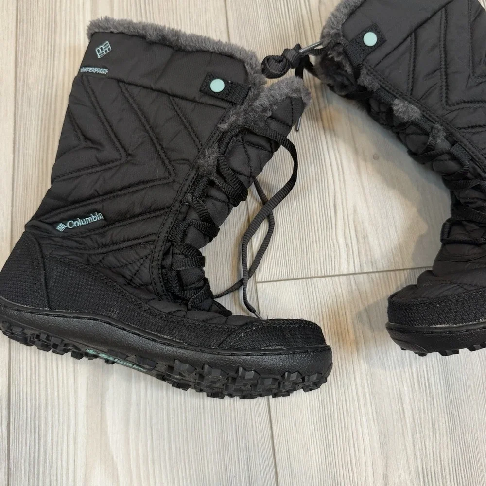 Columbia Minx Mid III Girls' Waterproof Winter Boots Black Size 3‎